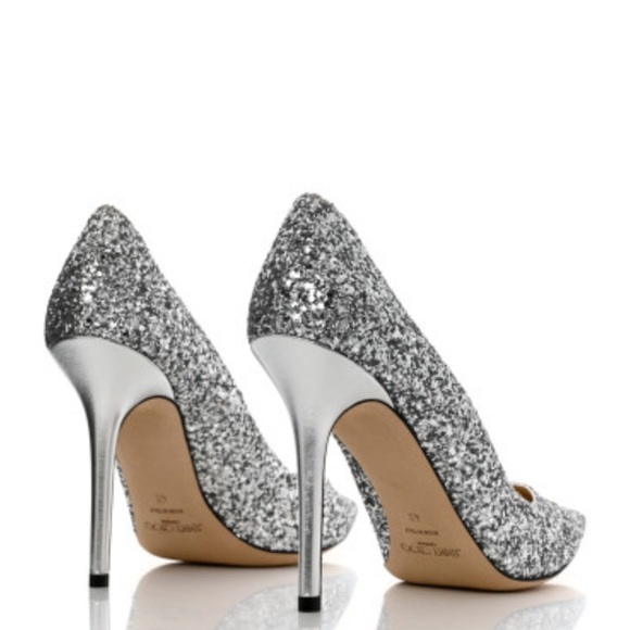 Jimmy Choo Romy Glitter Pumps silver size 9 with box no damage ⭐️⭐️⭐️⭐️ - Picture 4 of 17